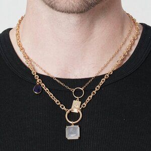 Classic Minimalist 2 Layer Gold Chain Necklace for men and women